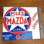 Emaille reclamebord PILES MAZDA ca 1960, Verzamelen, Ophalen of Verzenden, Zo goed als nieuw, Reclamebord