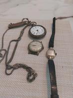 3 oude horloges zilver / verzilverd  ...., Handtassen en Accessoires, Ophalen of Verzenden, Zilver