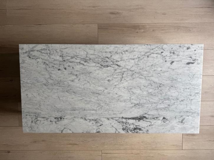 Marmeren salontafel, Huis en Inrichting, Tafels | Salontafels, Gebruikt, 50 tot 100 cm, 100 tot 150 cm, Rechthoekig, Eikenhout