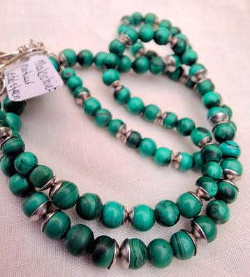 Luxe handgemaakte ketting van Malachiet edelsteen 47 cm  beschikbaar voor biedingen