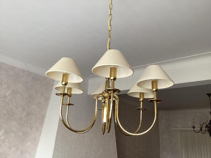 2 kroonluchters, Huis en Inrichting, Lampen | Kroonluchters, Gebruikt, Metaal, Stof, Ophalen
