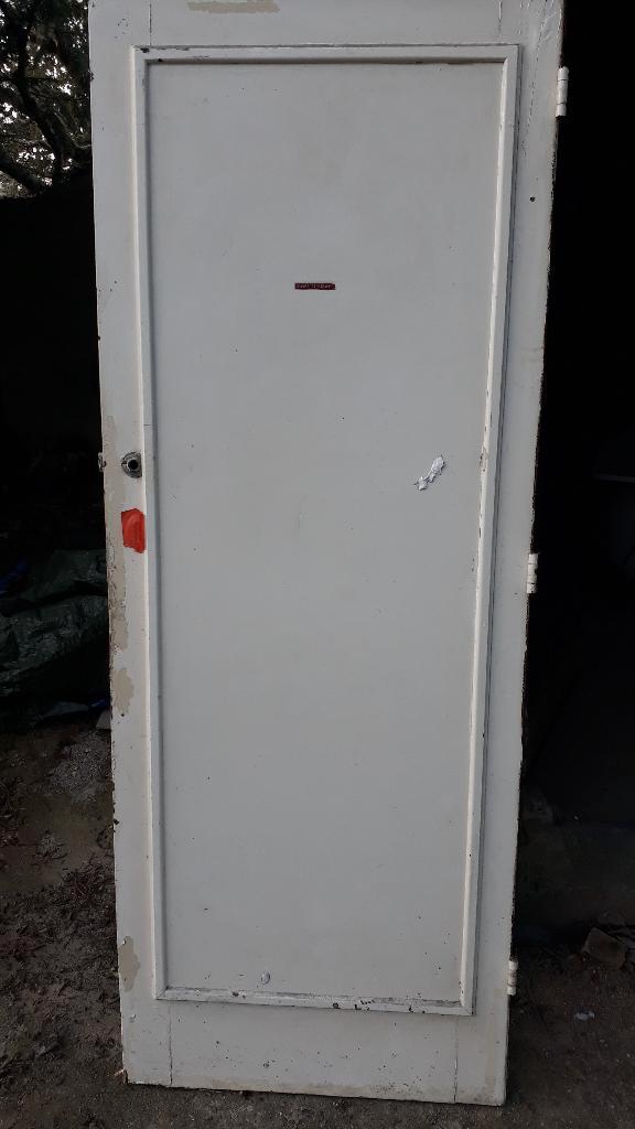 Porte en pitchpin massif avec grande vitre martelée, Bricolage & Construction, Châssis & Portes coulissantes, Bois, 150 à 225 cm