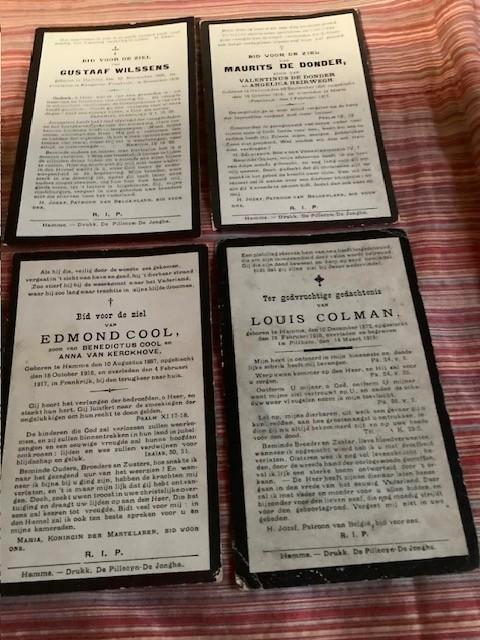 4 doodsprentjes opgeeiste Hamme a/durme, Verzamelen, Bidprentjes en Rouwkaarten, Bidprentje, Ophalen of Verzenden