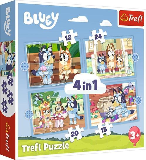 Bluey 4 in 1 Puzzel - 12/15/20/24 stukjes - Trefl, Kinderen en Baby's, Speelgoed | Kinderpuzzels, Nieuw, 2 tot 4 jaar, 10 tot 50 stukjes