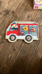 Insteekpuzzel brandweerauto, Kinderen en Baby's, Ophalen, Zo goed als nieuw, Van hout