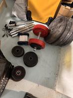 Lot musculation – poids + barres, Sports & Fitness, Enlèvement, Utilisé, Bras, Haltère