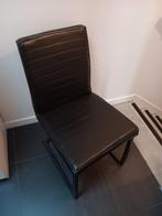 6 eetkamerstoelen in zwart leder, Enlèvement, Cuir, Industrieel, Noir