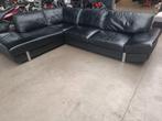 Hoekbank zetel leder zwart, Huis en Inrichting, Ophalen, Leer