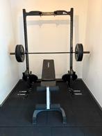 Power rack - squat rack met bank en bench, Ophalen, Gebruikt, Rug, Fitnessbank