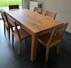 Massieve teak tafel met 6 teak stoelen, Huis en Inrichting, Ophalen, Gebruikt, 100 tot 150 cm, Teakhout