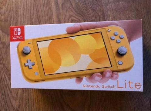 Gele nintendo switch lite + garantie + glazen schermfolie, Games en Spelcomputers, Spelcomputers | Nintendo Switch Lite, Nieuw