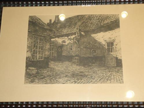 1930 Vital KEULLER ets 'coin pittoresque à Anvers' Antwerpen, Antiek en Kunst, Kunst | Etsen en Gravures, Ophalen