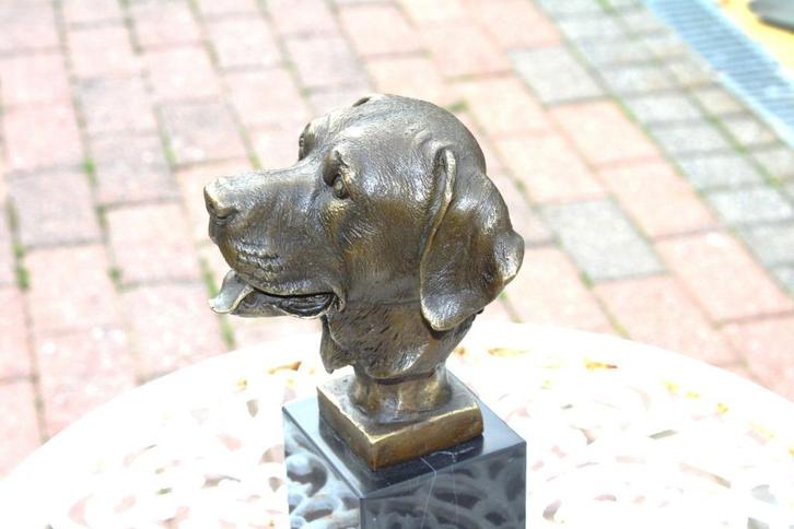 chien buste en bronze signé , YANES, Antiquités & Art, Antiquités | Bronze & Cuivre, Bronze, Enlèvement