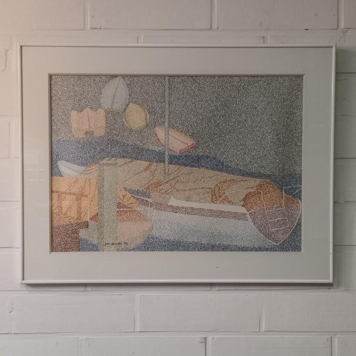 Jan Dierckx (1949) - aquarel - Pointilistisch havenzicht, Antiek en Kunst, Kunst | Schilderijen | Klassiek, Ophalen