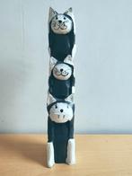 Statue Totem 3 Chats "Sages" en bois sculpté Déco Bohème, Antiquités & Art, Enlèvement ou Envoi