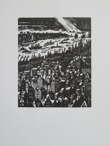 Houtsnede Frans Masereel : Antwerpen – Panorama  disponible aux enchères