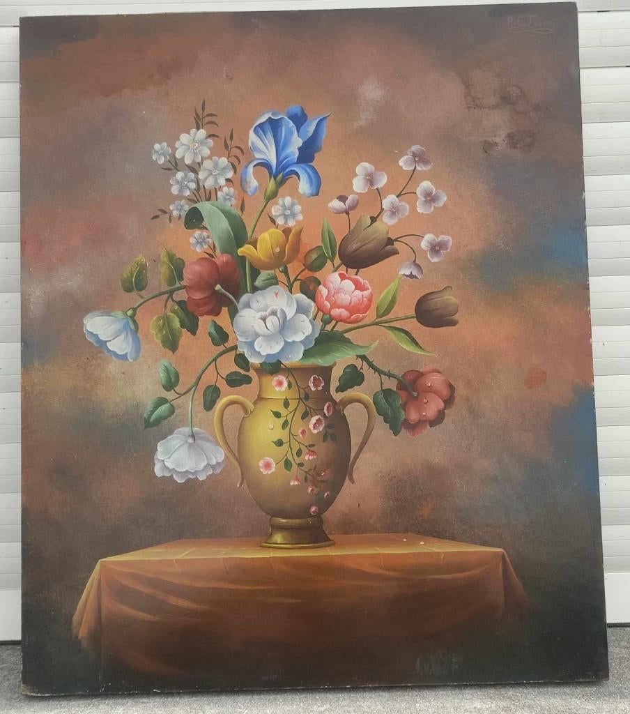 huile sur panneau fleur signe carl prevot, Antiek en Kunst, Kunst | Schilderijen | Klassiek, Ophalen of Verzenden