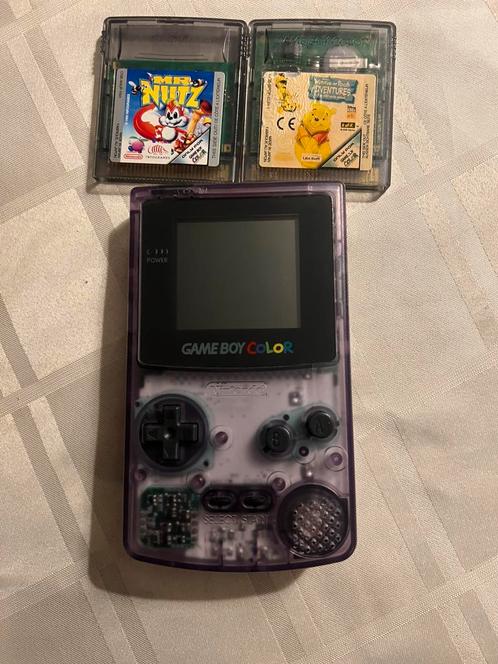 Nintendo Game Boy Color doorzichtig +2 spellen, Games en Spelcomputers, Spelcomputers | Nintendo Game Boy, Zo goed als nieuw, Game Boy Color
