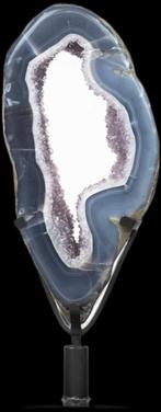 Amethyst Agaat Rand Geode Brok Edelsteen 50x20 cm Slice, Verzamelen, Verzenden