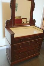 Antieke commode met marmeren blad en kantelbare spiegel, Antiek en Kunst, Ophalen