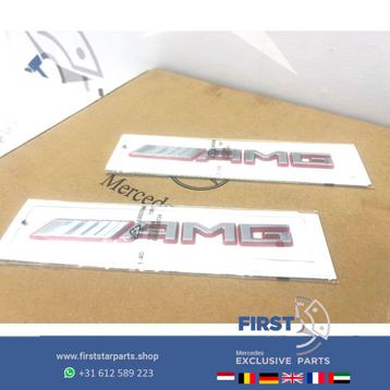 AMG LOGO CHROOM / ROOD ACHTERKLEP LETTERS Mercedes G63 A45S 