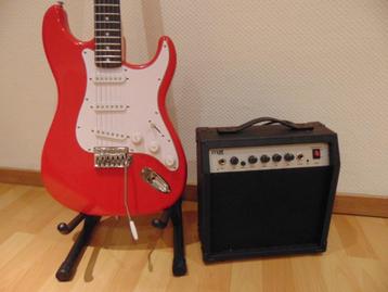Rode Stratocaster gitaar en Gitaar versterker nieuw ! beschikbaar voor biedingen