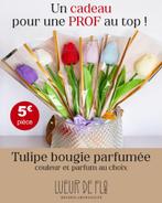 Bougie tulipe parfumée – Cadeau pour prof, Rood, Overige materialen, 25 tot 50 cm, Nieuw
