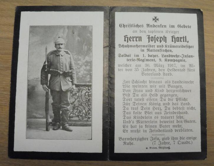 WO1 Duitse bidprent geweer en pickelhaube 1918, Verzamelen, Militaria | Algemeen, Landmacht, Overige typen, Verzenden