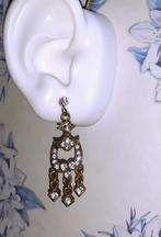 oorstekers chandelier goud met witte diamantjes, Bijoux, Sacs & Beauté, Boucles d'oreilles, Autres matériaux, Avec strass, Puces ou Clous