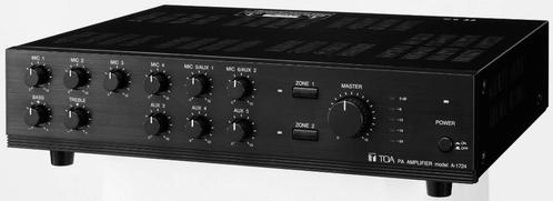 TOA A-1724 PA versterker met aansluiting tot 6 micro's, Audio, Tv en Foto, Versterkers en Ontvangers, Zo goed als nieuw, Stereo