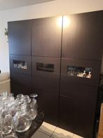 Wandmeubel donkerbruin, Huis en Inrichting, Kasten | Wandmeubels, Ophalen, Glas, Met deur(en), 150 tot 200 cm
