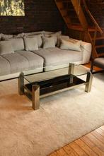 Belga Chrome vintage tafel, Huis en Inrichting, Tafels | Salontafels, Gebruikt, 100 tot 150 cm, Vintage, Glas