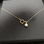 Ketting Natuurlijke Parel Verguld met 14K Goud, Ophalen of Verzenden, Nieuw, Wit, Met hanger