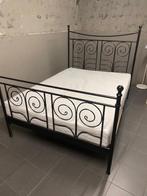 Tweepersoonsbed 140x200 cm model Leirvik, Huis en Inrichting, Slaapkamer | Bedden, Ophalen, Zwart, Tweepersoons, 120 cm