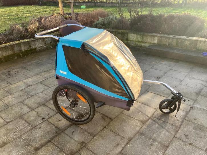Fietskar Thule coaster XT, Fietsen en Brommers, Fietsaccessoires | Aanhangwagens en Karren, Gebruikt, Kinderkar, Opvouwbaar, Ophalen