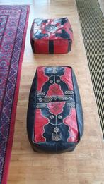 Marokkaanse lederen poef - 2 stuks, Huis en Inrichting, Zetels | Voetbanken en poefs, Ophalen, Minder dan 50 cm, Gebruikt, Leer