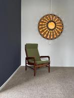 retro stoel met nieuwe kussens en bekleding, Huis en Inrichting, Stoelen, Ophalen, Gebruikt, Overige kleuren, Hout