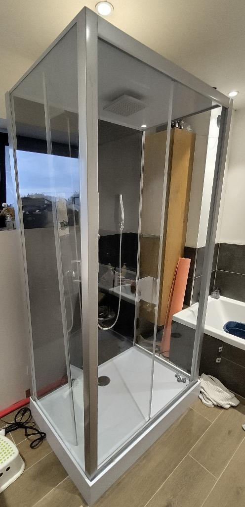 Douchecabine Aurlane 110x80cm, Bricolage & Construction, Sanitaire, Utilisé, Douche, Chrome, Verre, Enlèvement