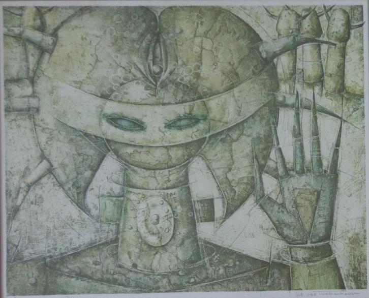 JEF VAN TUERENHOUT / PRIESTERES / KLEURLITHO / 76x88cm KADER, Antiek en Kunst, Kunst | Litho's en Zeefdrukken, Ophalen