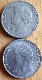 2 x PORTUGAL: 25 ESCUDOS 1980 low mintage + 1981 KM 607a UNC, Setje, Ophalen of Verzenden, Overige landen