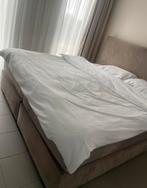 Boxspring 180x200 cm – fluweel beige (inclusief topper), Huis en Inrichting, Slaapkamer | Boxsprings, Ophalen, Tweepersoons, Zo goed als nieuw