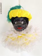 Authentiek etalage zwarte Piet hoofd - 40 cm, groen/geel, Verzenden
