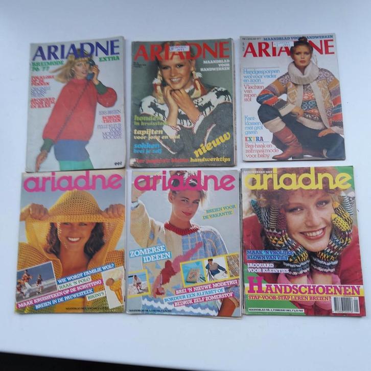 ARIADNE: 6 creatieve handwerkmagazines 1976- 1983, Hobby en Vrije tijd, Breien en Haken, Gebruikt, Breien of Haken, Patroon of Boek