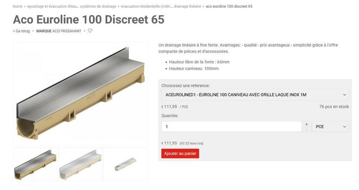 7 x ACO Euroline Discreet Inox sleufkanaal, Tuin en Terras, Zwembad-toebehoren, Nieuw, Overige typen, Ophalen