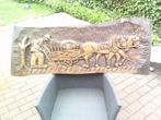hout sculptuur boer met paarden, Ophalen