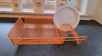 Vintage oranje afdruiprekje/afwasrekje voor de vaat beschikbaar voor biedingen