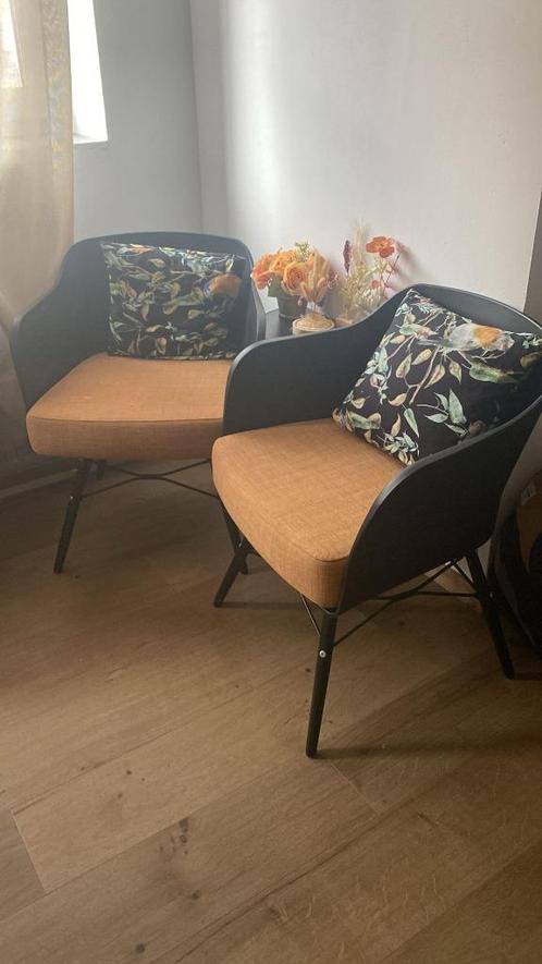 2 design comfortabele stoelen (incl. kussens), Huis en Inrichting, Stoelen, Zo goed als nieuw, Twee, Ophalen
