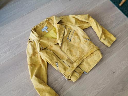 Lederen jas cuir Geel mosterd, Kleding | Dames, Jassen | Zomer, Zo goed als nieuw, Maat 34 (XS) of kleiner, Geel, Ophalen of Verzenden