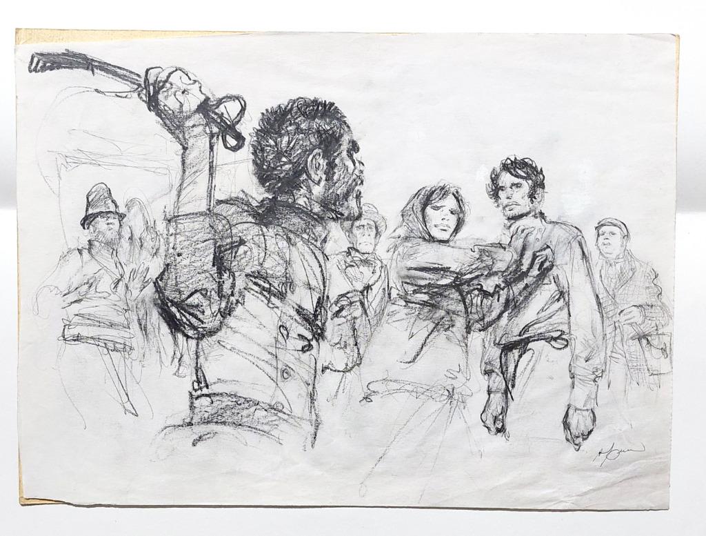 Dessin original de René Follet - Ivan Zourin, Antiquités & Art, Art | Dessins & Photographie, Enlèvement ou Envoi