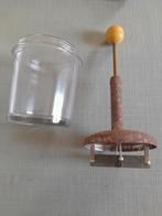 Vintage-Hachoir lames inox/pot en verre/boule bois, Ophalen of Verzenden
